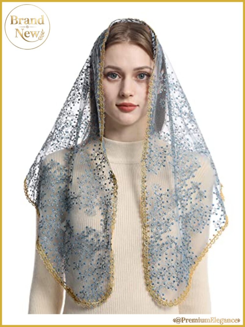 Women's Catholic Chapel Veil Chantilly Lace with Clips for Mass